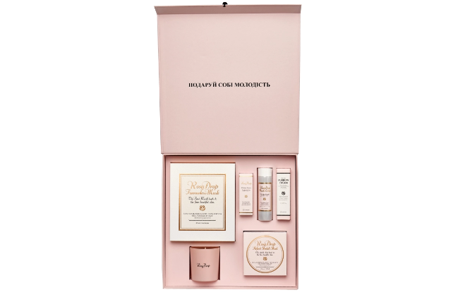 Великий подарунковий набір всіх засобів в квадратній коробці Rosy Drop Set Of All
