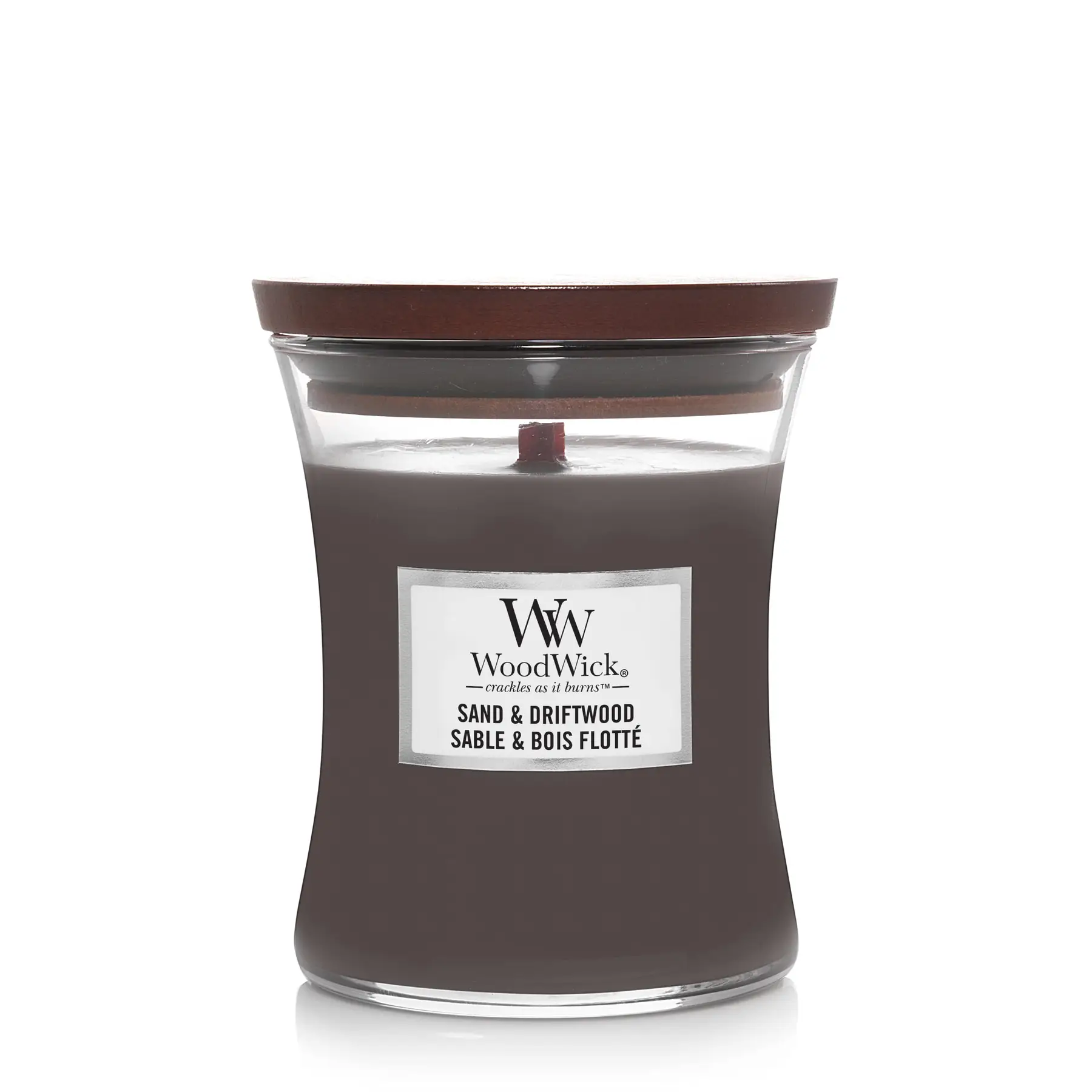 Ароматична свічка з ароматом деревини і піску Woodwick Medium Sand & Driftwood, 275 г
