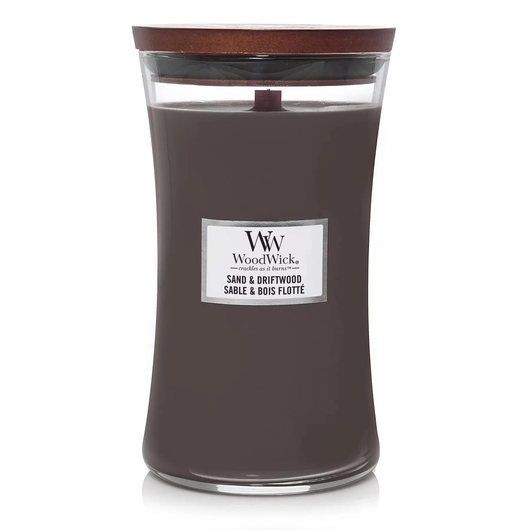 Ароматична свічка з ароматом деревини і піску Woodwick Large Sand & Driftwood, 609 г