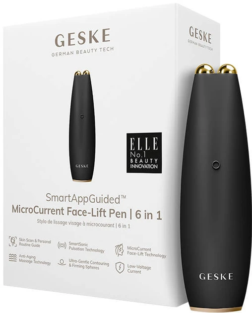 Sale. Мікрострумова ручка для підтяжки обличчя Сіра Geske MicroCurrent Face-Lift Pen 6 in 1 Gray