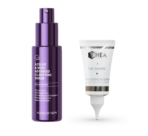Лімітований набір "Топи від Оксани" Rhea cosmetics The Shaper та Allies of Skin Azelaic & Kojic Advanced Clarifying Serum
