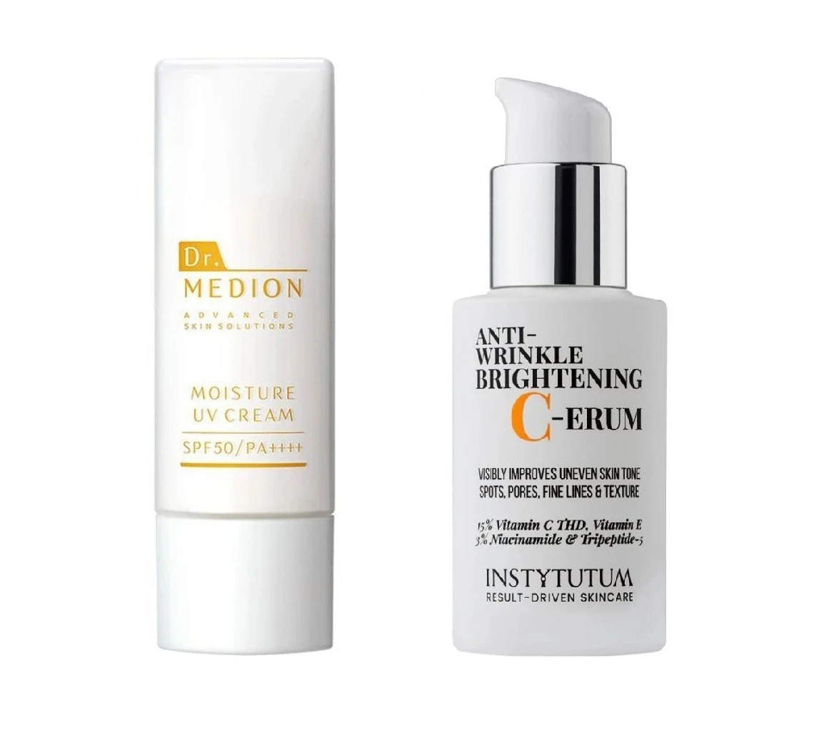 Лімітований набір "Сяйво вітаміну С" Dr. Medion Moisture UV Cream SPF 50 та Instytutum Anti-wrinkle Brightening C-Erum