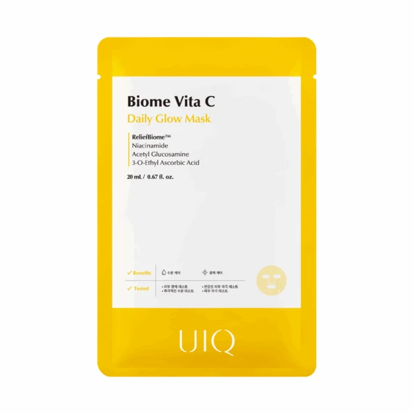 Освітлювальна тканинна маска з вітаміном C UIQ Biome Vita C Daily Glow Mask, 20 мл
