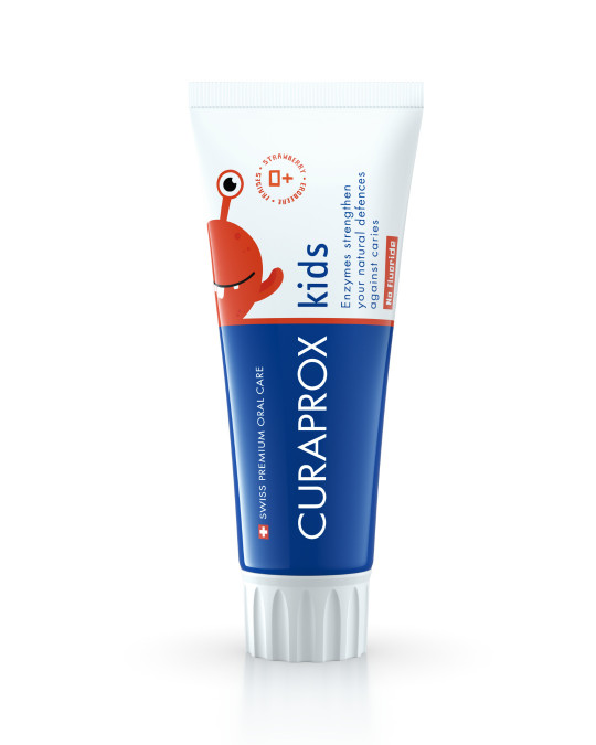 Дитяча зубна паста з полуничним смаком 0+ без фториду Curaprox TPkids0S, 60мл
