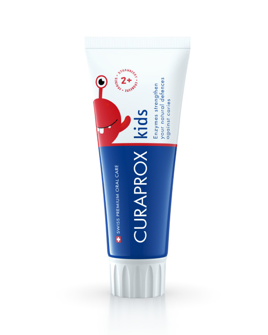 Дитяча зубна паста з полуничним смаком 2+ з фтором Curaprox TPkids950S, 60мл