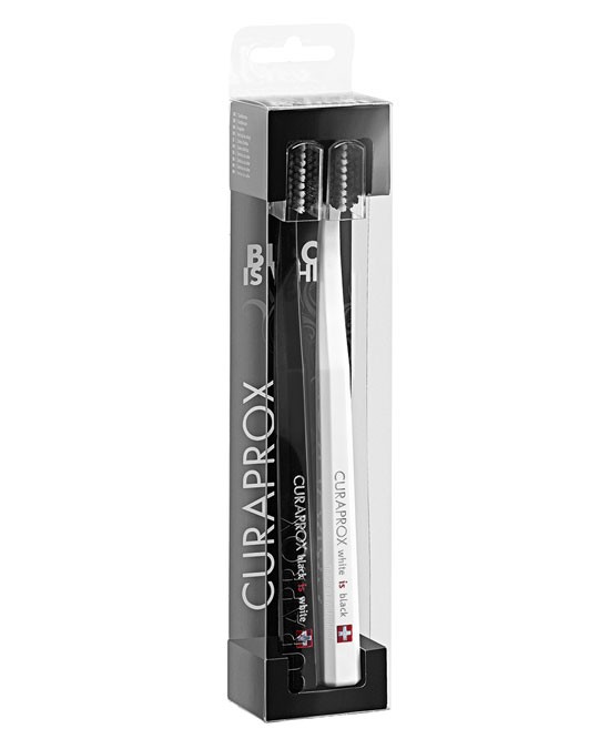 Набір з двох зубних щіток Curaprox CS5460 "Ultra Soft" White/Black, d 0.10 мм