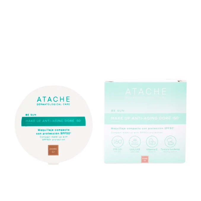 Антивіковий сонцезахисний кушон тон №02 Atache Be Sun Make Up Anti-Aging Dore SPF50+, 12 г