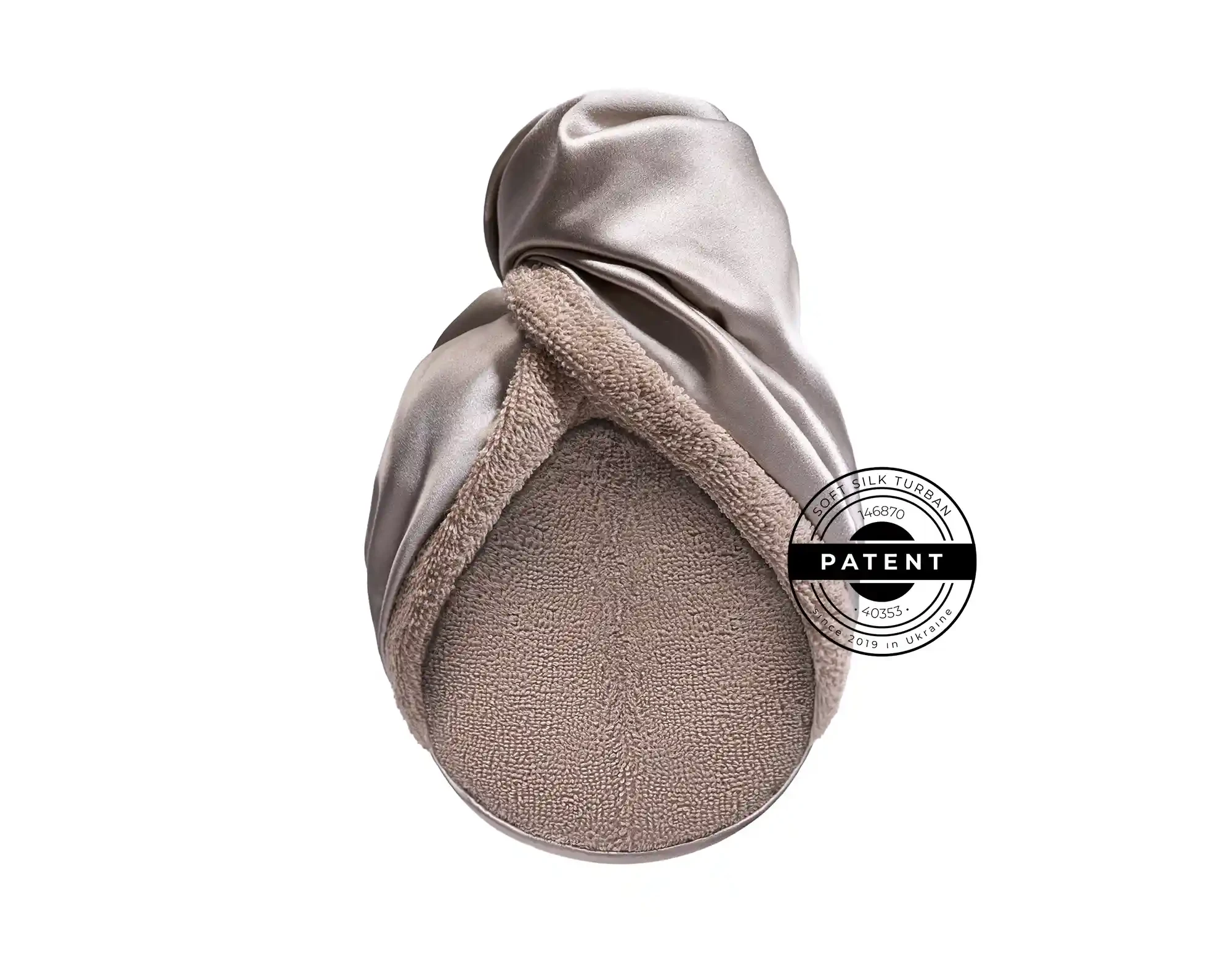 Рушник-тюрбан з натуральним шовком Mon Mou Soft Silk Turban Taupe