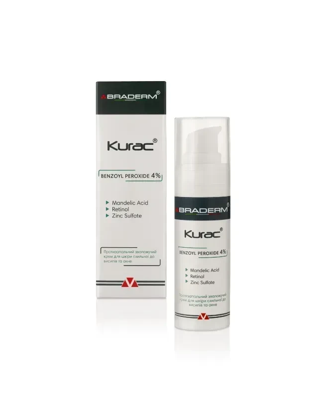 Активний протизапальний крем з бензоїл пероксидом 4% Braderm Kurac Cream, 30 мл