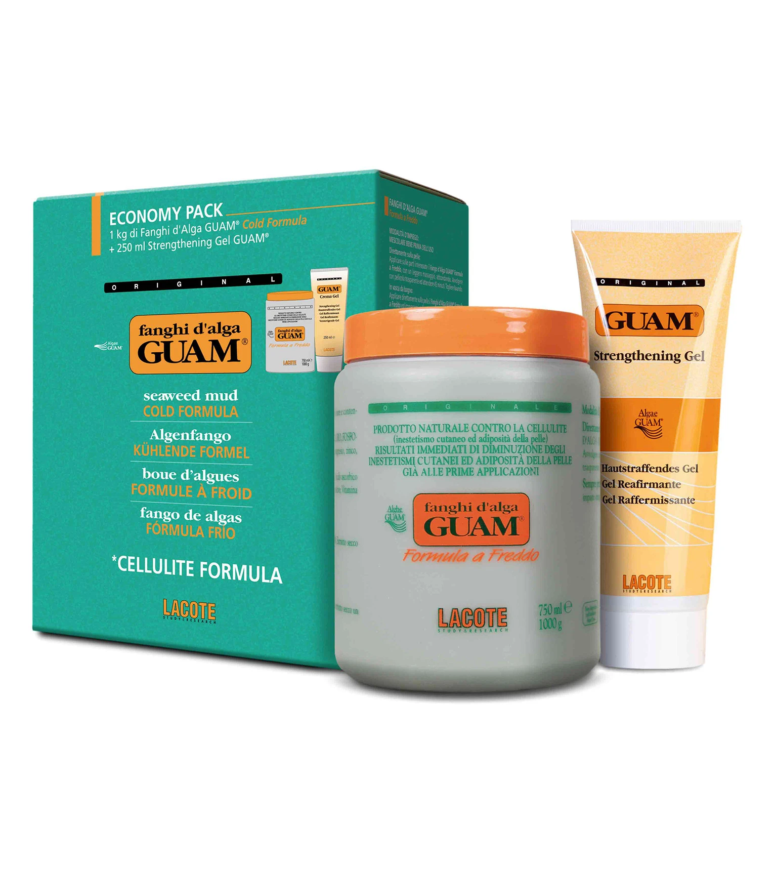 Набір з антицелюлітною маскою холодної формули та підтягуючим гелем Guam Fanghi d`Alga