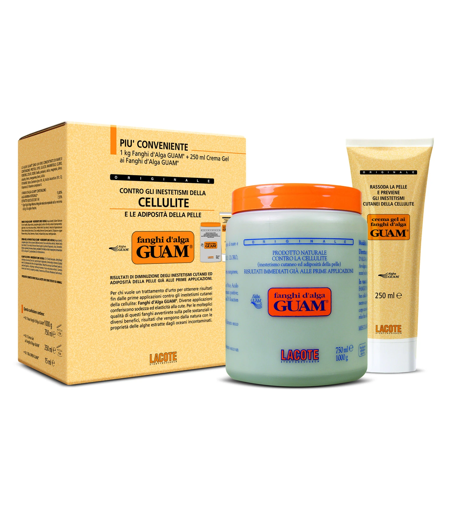 Набір з антицелюлітною маскою та підтягуючим гелем Guam Fanghi d`Alga