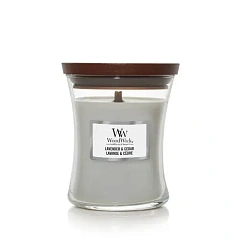 Ароматична свічка з ароматом кипариса, перцю і лимону Woodwick Medium Lavender & Cedar, 275 г